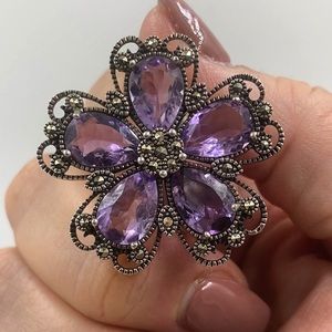 Sterling Silver Amethyst  Flower Ring 💜